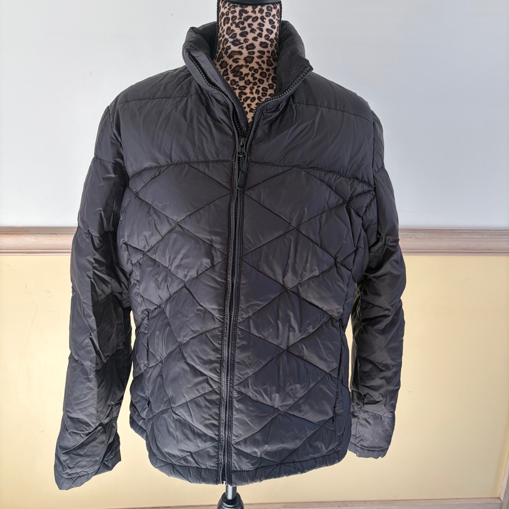 Eddie Bauer Womens Black Goose Down‎ Puffer Jacket Insulated Warm Winter Coat L